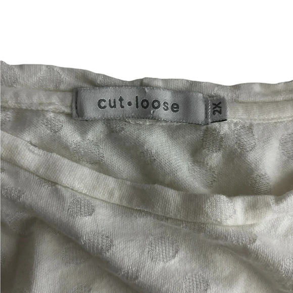 CUT LOOSE Polka Dot Contrast Top Size XXL 2X 3/4 sleeves cotton and mesh White - Picture 5 of 5